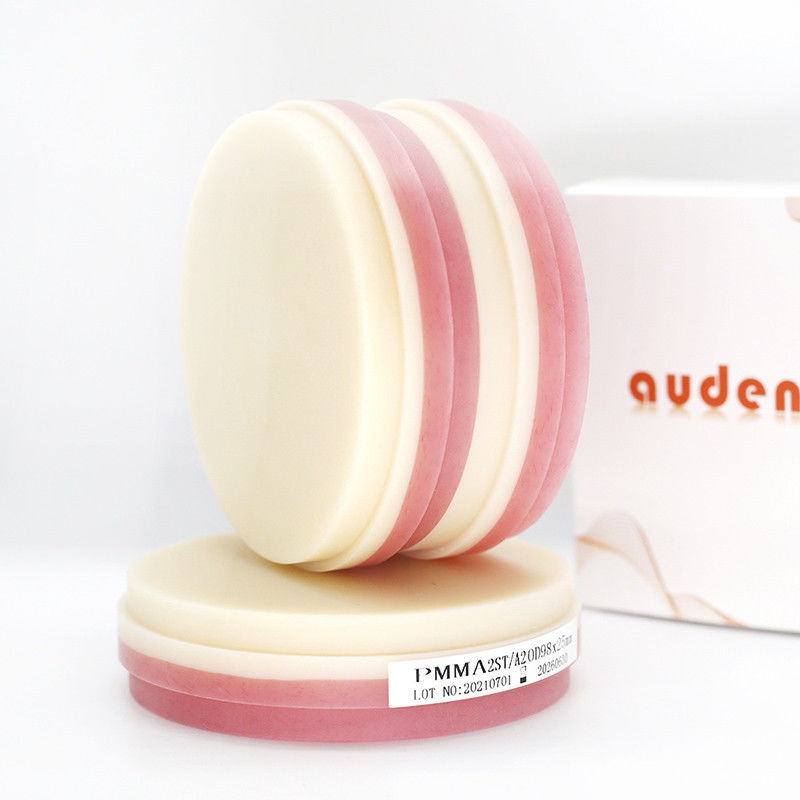 Audental 98*10mm-25mm পরিষ্কার রঙের PMMA ব্লক ডিস্ক ডেন্টাল ল্যাব উপাদান রজন ডিস্ক সিএডি সিএএম ডেন্টাল PMMA