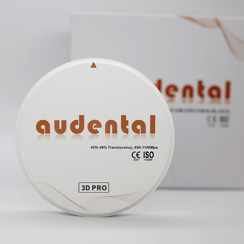Audental 3d Pro Zirconia Block 1200Mpa 98mm CAD CAM System ডেন্টাল ল্যাবরেটরি উপকরণ 10-30mm ইননার ক্রোনের জন্য