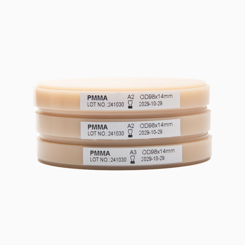 ১৫০ এমপিএ ফ্লেক্সারাল স্ট্রেংথ এবং প্রতি মিলিলিটারে ১৩২ থেকে ১৫১ গ্রাম ঘনত্বের ডেন্টাল পিএমএমএ ব্লক, ডেন্টাল রেস্টোরেশনের জন্য আদর্শ