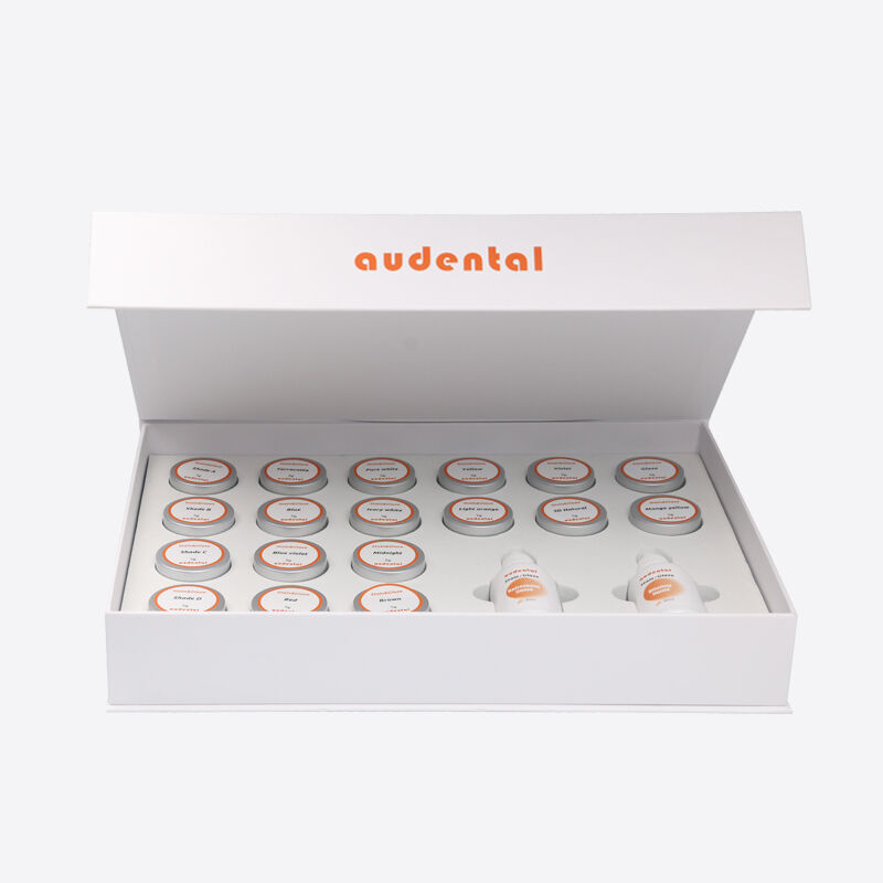 মসৃণ হ্যান্ডলিং এবং সামঞ্জস্যপূর্ণ নান্দনিক ফলাফলের সাথে ফুল কন্ট্যুর জিরকোনিয়ার জন্য কালারিং সিস্টেম সরবরাহকারী ডেন্টাল ল্যাব সরঞ্জাম