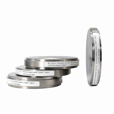 98mm Gr5 Gr2 Ti ফাঁকা ইমপ্লান্ট উপকরণ CAD CAM ডেন্টাল ফ্রিলিং ডেন্টাল টাইটানিয়াম ডিস্ক