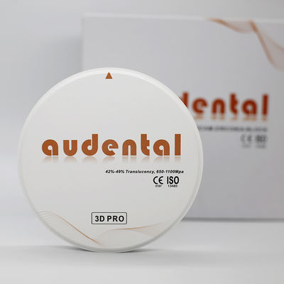 Audental 3d Pro Zirconia Block 1200Mpa 98mm CAD CAM System ডেন্টাল ল্যাবরেটরি উপকরণ 10-30mm ইননার ক্রোনের জন্য